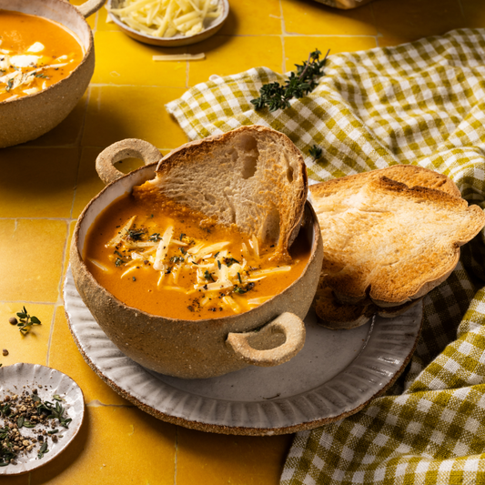 Rustic White Sourdough with Creamy Tomato Soup