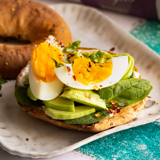 Herbed Avocado & Egg Multiseed Bagel
