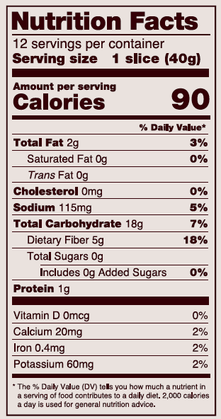 NUTRITION INFORMATION: